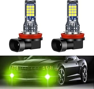 2Pcs H8 H9 H11 LED Green Lemon Fog Light Bulbs,24LEDs 3030 Chips Super Bright LED Bulbs Replacment DRL Fog Lights for Car Trucks, SUVs, Vans, 12-36V