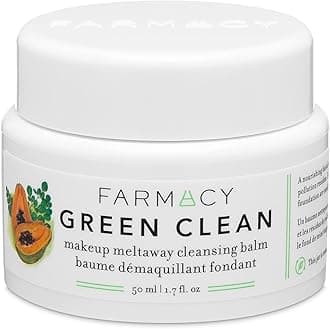 Farmacy Makeup Remover Cleansing Balm - Green Clean Waterproof Makeup Remover Balm + Oil Cleanser for Face - Gently Melts Make Up + SPF - Hydrates + Softens Skin with Super Greens + Papaya (50ml)