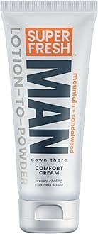 Super Fresh Ball Deodorant Powder Lotion Comfort Cream for Man Parts Groin Butt and Body Hygiene Controls Odor Stops Chafing and Itch Absorbs Sweat Aluminum Free Formula in 4 oz Tube