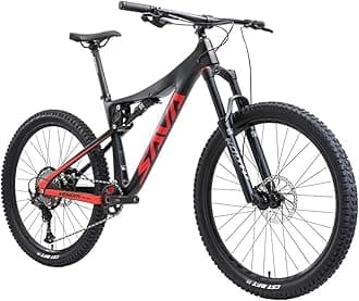 SAVADECK Carbon Fiber Mountain Bike Dual Suspension Bicycle, 17''/19'' Carbon Frame 27.5''/29'' Wheel Adult Mountain Bicycle with M6100 12 Speed Soft Tail All Mountain/Trail MTB