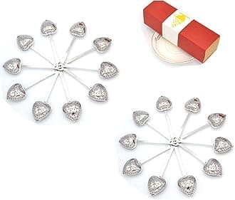 Tea Filter Long Grip Stainless Steel Mesh Heart Shaped Tea Strainer Spoon, Set of 10 Tea Infuser Spoon