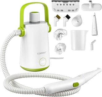 COSTWAY Handheld Steam Cleaners, 2.5-3Min Heating Time Portable Pressurized Steamer with 10 Piece Accessories & Safety Lock, Multi-purpose Cleaning Kit for Kitchen Toilets Windows Auto Carpet (Green)