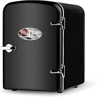 HealSmart Portable Mini Fridge, 4 Liter 6 Can Cooler and Warmer Compact Refrigerators, with Observation Window, 100% Freon-Free & Eco Friendly for Drinks, Food, Medications, Cosmetics, Black