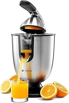 Premium Electric Orange Juicer | Stainless Steel Citrus Squeezer With New Ultra-Powerful Motor and Soft Grip Handle for Effortless Juicing, Auto Shutoff, Dishwasher-safe Parts, Pulp Control