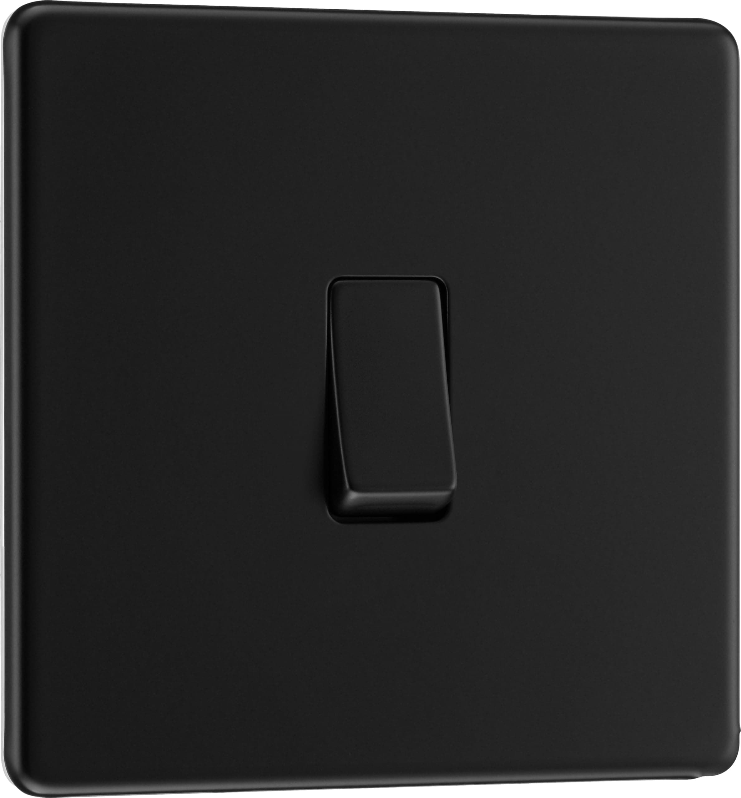 BG Electrical Single Wall Light Switch, 2 Way, Screwless Front Plate, Slim Profile, Premium Flatplate, Matt Black, 20A, 16AX, FFB12