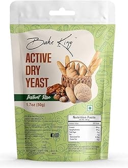BAKE KING Active Dry Yeast Powder 50gm, Yeast For Bread and Pizza Making at Home 50gm