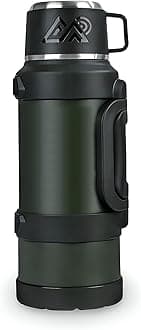 Schmick All Weather Thermos Vaccum Insulated Flask Bottle for Tea Coffee Soup Water with Green Tea Infuser, 1.7 Liter - 24 Hours Hot and Cold (Bottle Green)