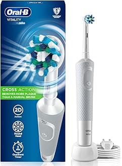 - Vitality Rechargeable Rotating Electric Toothbrush For Adults,2 Brushing Modes (Daily & Sensitive),2 Min Timer With Quadpacer,2 Year Warranty,Ipx7 Water Resistant,Round Brush Head,(White,1)