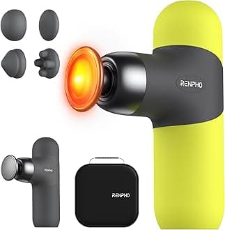 RENPHO Mini Thermal Massage Gun with Heat Function, Mini Massage Gun, Portable Fashionable Percussion Massager, with Coloured Silicone Sleeves, Travel Size with Carry Bag, for Muscle Massage, Green