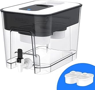 Waterdrop 40 Cup Dual Filter Dispenser, 8X Faster Filtration, 400-Gallon Lifespan, Water Filter Dispenser for Home/Office, 2 Built-in Filters, 10X Longer Lifetime, Reduces Chlorine, PFOA/PFOS, Black