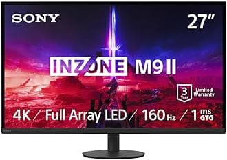 Sony INZONE M9 II 27” 4K UHD (3840 x 2160) 160Hz Full Array LED 1ms GtG NVIDIA G-SYNC Gaming Monitor, DisplayHDR 600, Built-in Speakers, DisplayPort 2.1 (UHBR10) /VRR HDMI 2.1-3 Year Limited Warranty