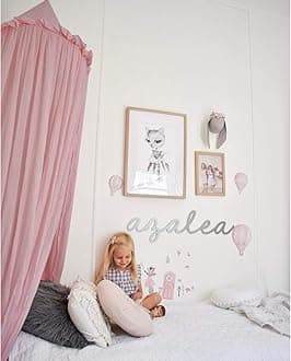 MAMERIA Kids Bed Canopy with Frills Cotton Hanging Tent Curtain Net for Reading Nook Hideaway Bedding Play Room Decor (Dusty Rose)