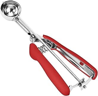 18/8 Stainless Steel Cookie Scoop, Cookie Scoops for Baking, 0.8Tbsp/2.5tsp/12.5ml/0.5oz Cookie Dough Scoop, Ice Cream Scooper with Trigger Release, Cookie Scooper for Baking(Red)