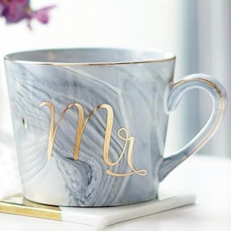 Birthday Gift for Husband Ceramic Grey Mr Marble Coffee Mug Tea Cup Set Anniversary Gift for Dad 350 ml