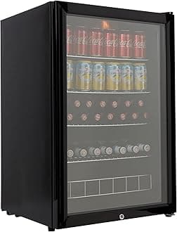 Cookology CBC130BK Under-Counter Drinks Fridge in Black - 115 Litre Capacity - Drinks Fridge - Adjustable Temperature Control - LED Light - Suitable for Cans & Bottles - Energy Efficient