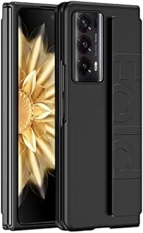Gruattreay Compatible with Honor Magic V2 Case with Hand Strap,Hard Shockproof PC Cover Camera Protective Slim Thin Case for Honor Magic V2 Case (Black)