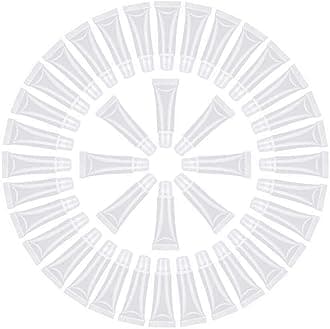 30Pcs-10ml Mini Clear Refillable Empty Tubes Lip Gloss Balm Container，Soft Tubes Makeup Box，Shampoo Samples Empty Tubes with Screw Cover