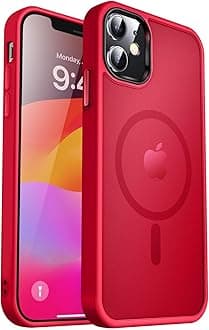 Strong Magnetic for iPhone 12 Case/iPhone 12 Pro Case, [Compatible with Magsafe][Mil-Grade Drop Protection] Slim Shockproof Translucent Protective Phone Case for iPhone 12/12 Pro,Red