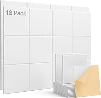 Soundsbay Sound Proofing Panels, 18 Pack Square Acoustic Wall Panels Self-Adhesive, High Density Sound Absorbing Panels for Wall, Recording Studios, Home, Office 30x30x0.9cm