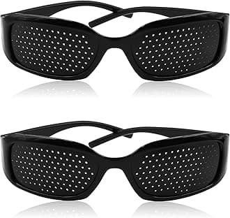 2pcs Pinhole Glasses Eyes Exercise Vision Correction Glasses for Eyesight Protection, Black