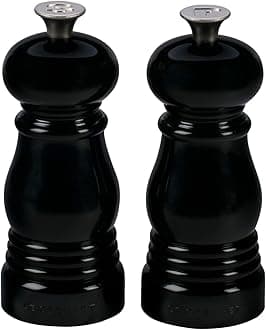 Classic Salt and Pepper Mill Set, Personal Use, Chip-Resistant ABS Plastic, Anti-Corrosion, 11 cm, Black Onyx, 96002500140000