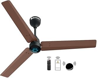 Renesa Smart 1200mm BLDC Ceiling Fan with IoT & Remote | Energy Efficient Ceiling Fan | Ceiling fan for Living Room | High Air Delivery with LED Indicators (Brown & Black)