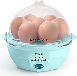 Nostalgia EC7AQ Retro Premium 7 Capacity Electric Large Hard-Boiled Egg Cooker Poached, Scrambled, Omelets, Whites, Sandwiches, With Alarm, Aqua