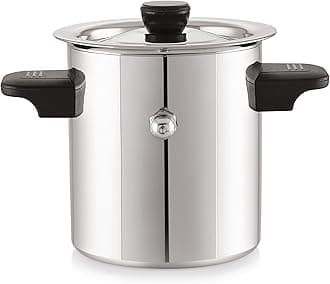 Pigeon-Elegant Stainless Steel Milk Cooker/Boiler/Pot with Handle,Lid,Knob,Whistle | Capacity:1Ltr | Gas and Induction Compatible with Whistle Indication.