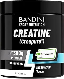 Bandini® Creatine CREAPURE® Pure Powder Monohydrate - 300g for 88 Servings - 100% Vegan - Pure and Clean Creapure Supplement for Sport, Gym, Strength & Pre Workout - No fillers - for ATP and Recovery