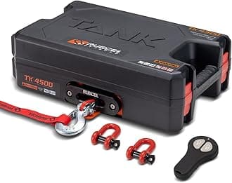 Portable Winch 12V DC Electric Utility winch,4500lb/2041kg Single Line Pull with Steel Mounting Plate, Integrated Hawse Fairlead and Synthetic Rope,Infrared remote control,atv utv winch