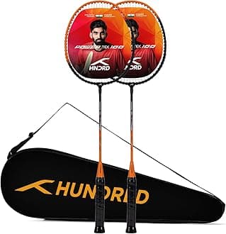HUNDRED POWERTEK 100 (Set of 2) Badminton Racket with Full Cover
