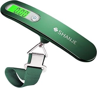 SHANJE Luggage Weight Scale for Suitcases 110 Lbs Travel Accessories High Precision Travel Digital Hanging Scales 50kg (Green)