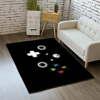 Morbuy 3D Game Print Rugs Modern Carpets Living Room Rug, Extra Large Size Soft Short Medium Pile Rugs Anti Slip Washable Floor Mats for Bedroom Kids Room Decor (White,100x120cm)