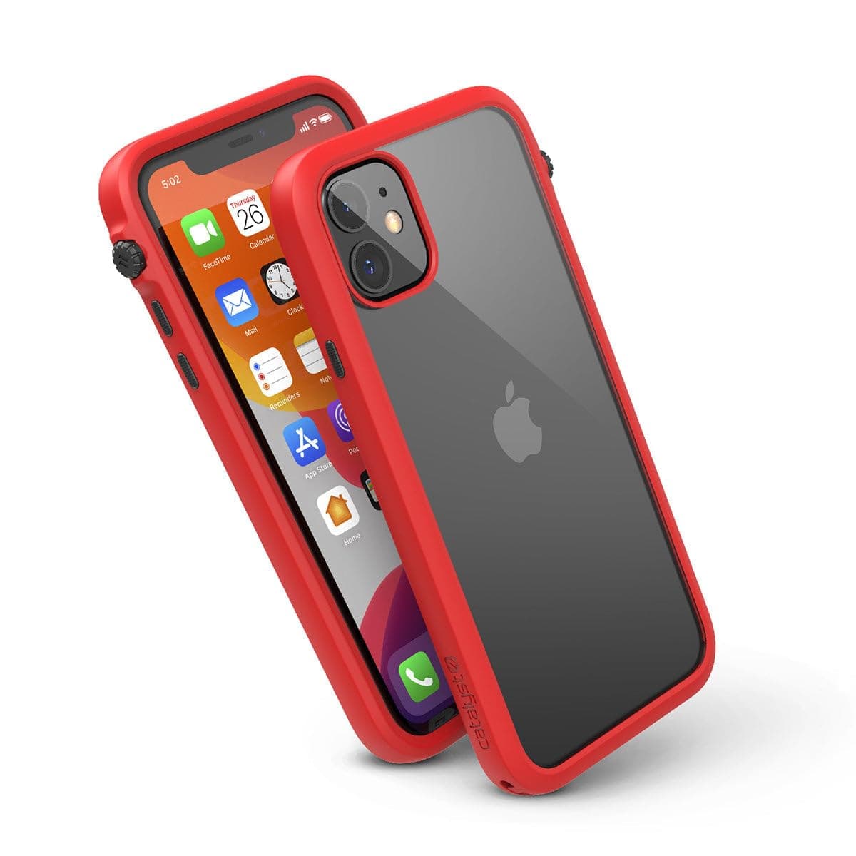 Catalyst - Case for iPhone 11 Case with Clear Back, Heavy Duty 10ft Drop Proof, Truss Cushioning System, Rotating Mute Switch Toggle, Compatible with Wireless Charging, Lanyard - Red