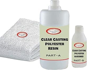 RAMAN FIBER GLASS Fiber glass sheet Chopped Strand Mate (15x25-inch)200 GSM With Resin Kit (500) gm