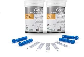 Diabetes Test Strips Blood Glucose Test Strips x 50 & Diabetes Lancets x 50, No Coding Blood Sugar Test Strips for UK Diabetics in mmol/L by GeChek2