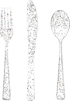 Supernal 360pcs Clear Plastic Silverware, Glitter Disposable Cutlery with Colorful Design,120 Forks,120 Knives,120 Spoons,Perfect for Parties Birthday