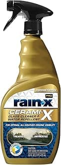 Rain-X Pro Cerami-X Glass Cleaner + Water Repellent, 16 fl oz (473 ml) 630178 Ceramic Coating while Glass Cleaning, Easy Application and Stain Removal + Hydrophobic Coating