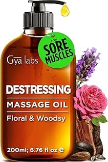Destressing Massage Oil - 6.76 Fl Oz - Targets Tension for Spa-Like Massages, Lavender Massage Oil for Skin - Premium Ingredients, Non-GMO and Cruelty-Free