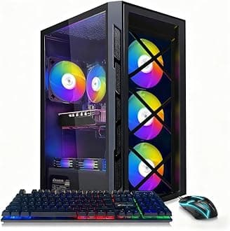 Gaming PC Computer Desktop, Intel Core i7-6700 up to 4.0G, Radeon RX 5700XT 8G, 16G DDR4, 1T SSD, WiFi, BT 5.0, RGB Fan x6, Windows 11 Home