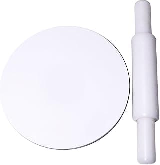 Navjai Chakla Belan Acrylic Transparent and Marble Rolling Pin and Chakla and Belan for Kitchen,Chaka Belan for Rotti Making Rolling Pin and Board Kitchen Accessories (CHAKLA BELAN White)