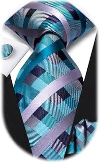 Dubulle Mens Paisley Striped Tie WOVEN Necktie for Men and Handkerchief Cufflinks Set Wedding Formal Business