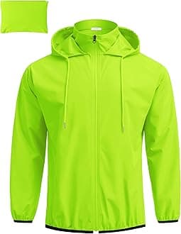 Men's Light Rain Jacket with Hood Packable Waterproof Raincoat Golf Rain Gear Travel Hiking Windbreaker
