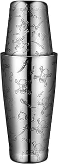 Stainless Steel Boston Shaker with Etched Pattern Weighted Shaking Tin Set 18 & 28oz Pattern Cocktail Shaker Set Two-Piece Heavy Metal Boston Tins Only (Style1 skull)
