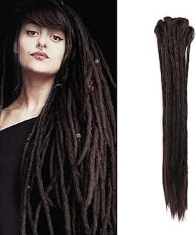 Dsoar 20 Inch 10 Pieces/Pack Locs Hair Extensions Double Sided Dreadlock Extensions Handmade Synthetic Dreads (40 Inches, 4#/Dark Brown)