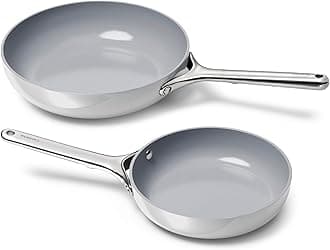 Fry Pan Duo - Nonstick Ceramic Frying Pan (8" & 10.5”) - Non Toxic, PTFE & PFOA Free - Oven Safe & Compatible with All Stovetops (Gas, Electric & Induction) - Gray