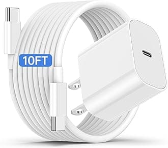 iPhone 16 15 Fast Charger and 10ft Type C to C Cable Cord Long, 20W USB C Charging Block Plug for Apple iPhone 16 Pro/16 Plus/15 Pro Max/15/iPad Power Adapter Cube/AirPods Max 2 (2024)/Pro 2nd Gen/4