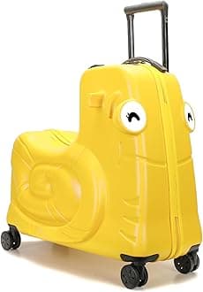 Kids Luggage, Kids Ride-on Luggage with Spinner Wheels Suitcase, Kid's Ride-On Suitcase Help Your Child Relax, Carry On Trolley Luggage with Password Lock, 20"", Yellow, QX-20