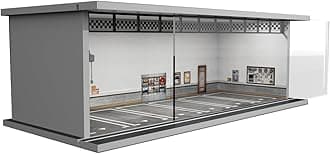 Hot Wheels Display Case - 1/64 Scale Die-cast Model Car Display Case with LED Light and Acrylic Cover, Hot Wheels Parking Garage Dioramas with 6 Parking Spaces