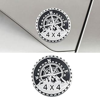 Compass Badge Rated Car Emblem, 4 x 4 Round Automotive Emblem Decal, 3D Metal Car Exterior Decoration Sticker for Cars, Trucks, SUVs, Wrangler Vehicles (Compass)